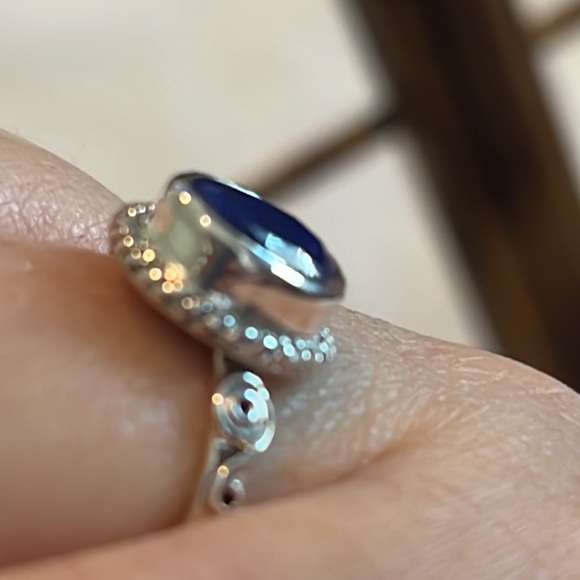 SS#14 Lapis Lazuli Solitaire Ring 💍 Handcrafted Solid Sterling Silver Sz 9NWOT - Picture 7 of 16